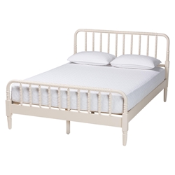 Baxton Studio Braith Farmhouse Ivory Spindle Wood Queen Size Platform Bed